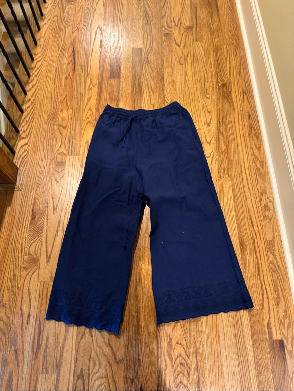 Roller Rabbit Navy Cropped Wide-Leg Pull-On Pants-size M-Summer!!